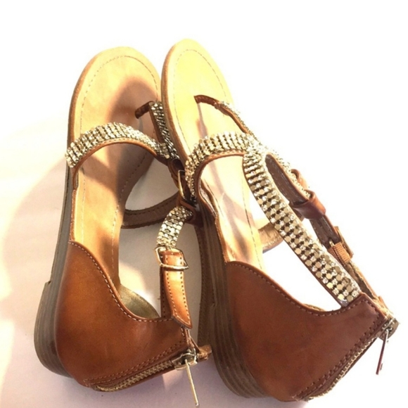 Maurice's Dark Tan Sparkling Accented Sandals Size 8 - Picture 5 of 5